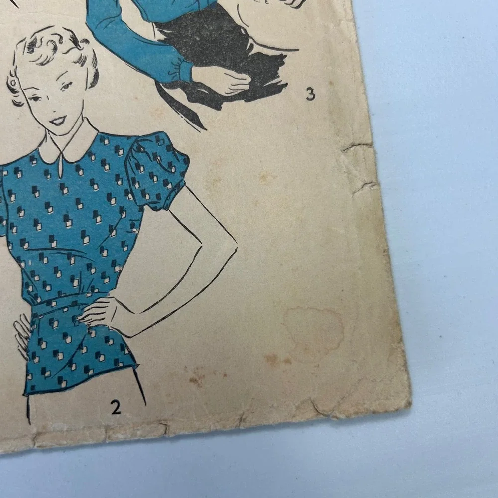 Advance Vintage 1940's? Pattern #1969 Tailored Blouses Size 16 HTF RARE‎